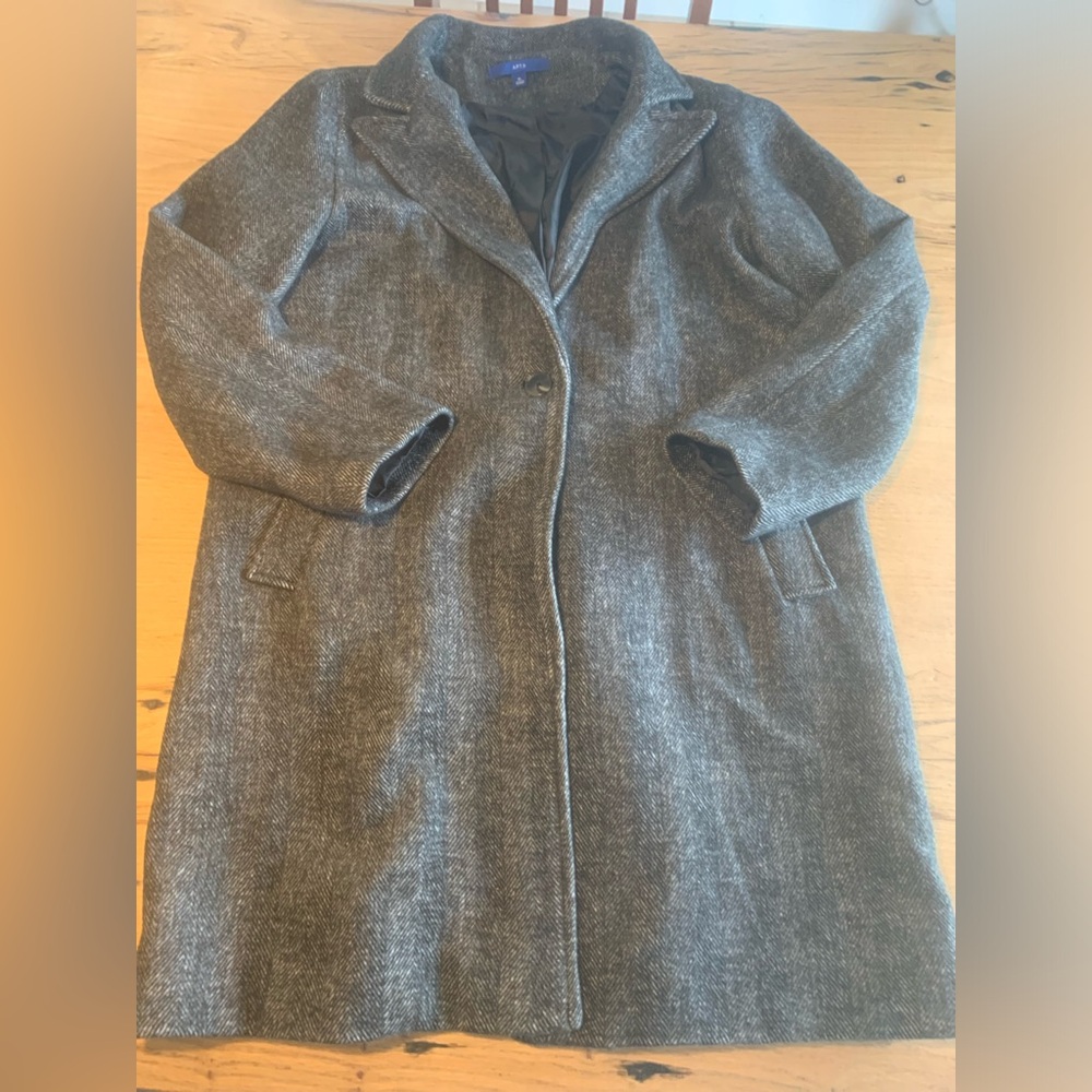 Apt 9 Houndstooth Pea Coat Charcoal Gray Women’s XL Preloved